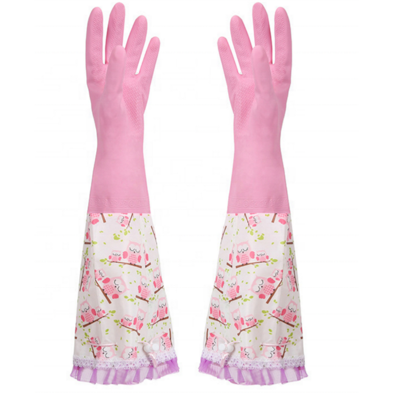 Warm Kitchen Gloves Supplier - GC2008 Long Rubber Waterproof PVC Plus Velvet Dishwashing