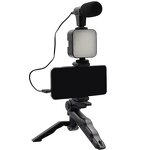 Vlog Tripod Kit Supplier - with Microphone and LED Light for Live Broadcast