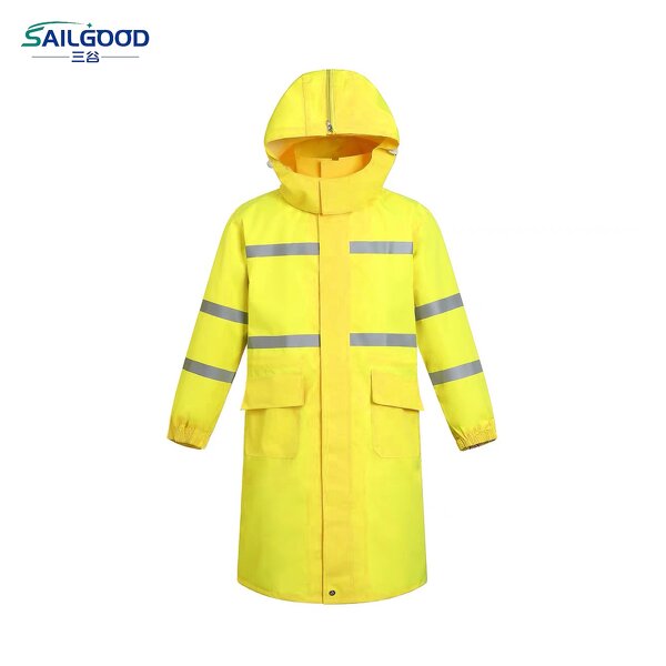 Safety Rain Jacket Manufacturer - SAILGOOD Custom High Visibility Men's Long Hooded