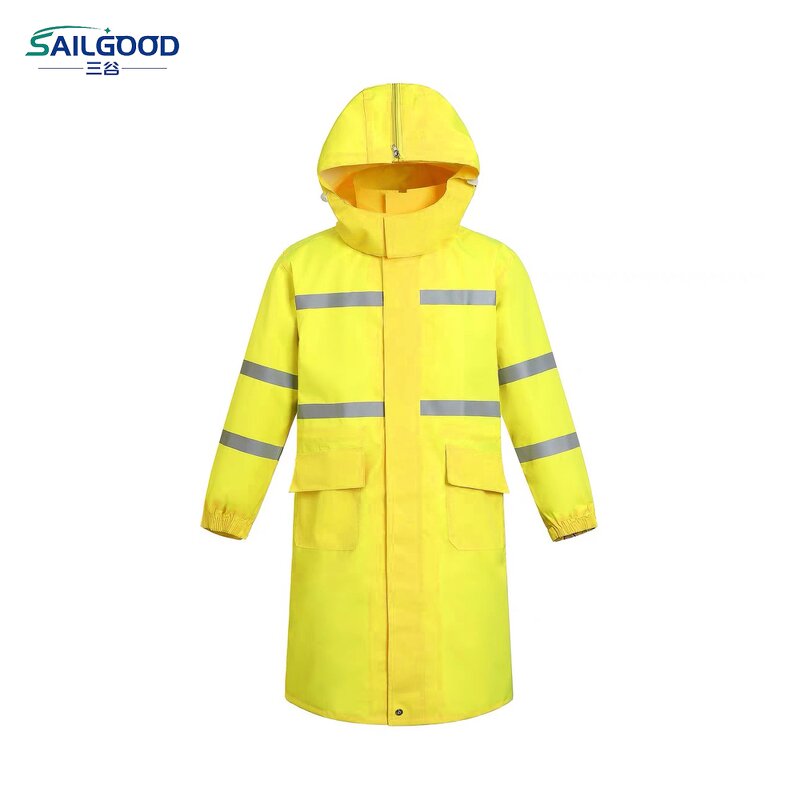 Safety Rain Jacket Manufacturer - SAILGOOD Custom High Visibility Men's Long Hooded