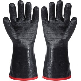 BBQ Oven Mitts Manufacturer - Neoprene Coating Barbecue Grill Baking 14 Inch Kitchen