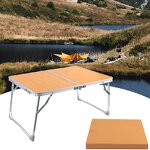 Outdoor Picnic Table Supplier - Portable Foldable Wood Grain Aluminum Alloy Barbecue