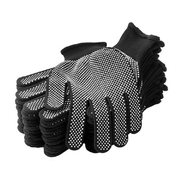 Work Gloves Manufacturer - Cotton Poly Safety Stretchy Thin Liners Dotted Anti Slip
