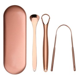 Tongue Scraper Set Factory - OEM Logo 3pcs Rose Gold