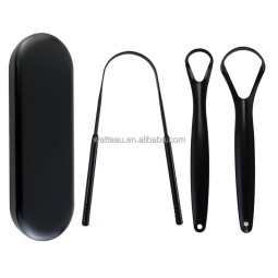 Tongue Scraper Set Factory - 4pcs Black Stainless Steel Laser