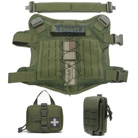 Dog Training Harness Factory - 1000D Nylon Molle Quick Release Service Vest Set