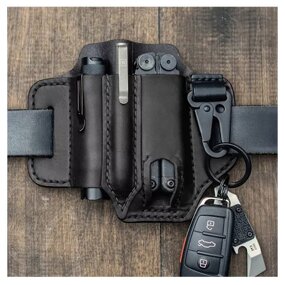 Leather Multitool Sheath Factory - Genuine Belt Knives EDC Pocket Organizer Bag