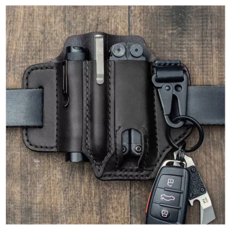 Leather Multitool Sheath Factory - Genuine Belt Knives EDC Pocket Organizer Bag
