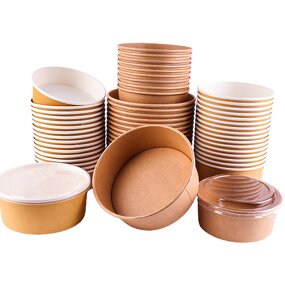Eco Friendly Paper Bowl Factory - Wins Flying Biodegradable Paper Salad Bowl With Lid Takeaway Kraft Bowl