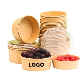 Disposable Paper Cup Bowl Manufacturer - Wins Flying Square Round Heatable Kraft Waterproof Custom Print Salad Poke Bowl