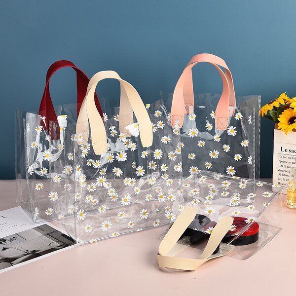 Clear Shopping Bag Factory - Custom Logo Wholesale Waterproof Fashion Transparent Pvc Tote With Handles