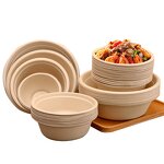 Sugarcane Pulp Bowl Supplier - Wins Flying Biodegradable 24-40oz Round Bagasse Salad Bowl With Same Lid