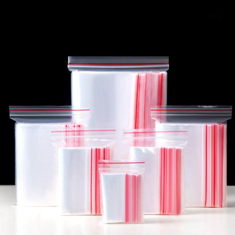 Red Line Zip Lock Bag Factory - Wins Flying Opp Pe Clear Zipper Bag Transparent Reusable Plastic