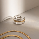 Three-Layer Opening Ring Factory - Women's Fashion Simple Waterproof 18K Gold