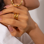 Waterwave Ring Supplier - Dainty Women's 18K PVD Gold Plating Stainless Steel