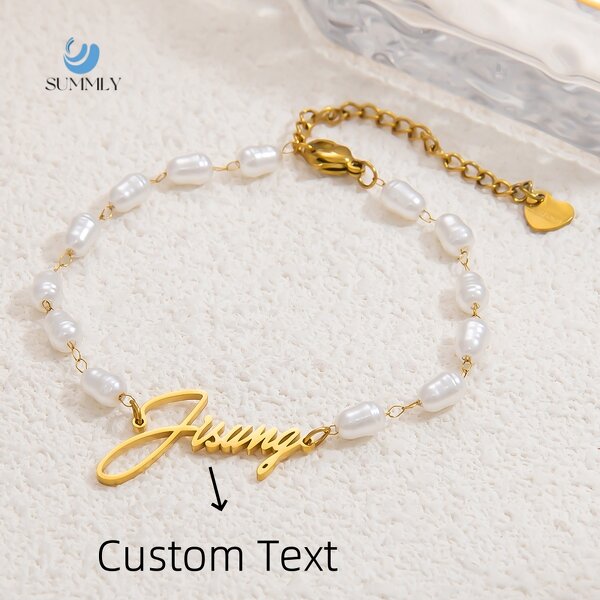 Name Bracelet Manufacturer - Personalized Custom English Letter Pearl Chain
