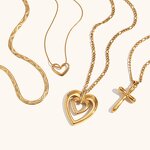 Necklace Set Factory - 2024 Trend PVD Gold Plated Stainless Steel Heart Cross
