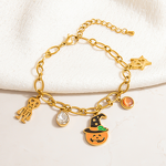 Halloween Jewelry Factory - Trendy Pumpkin Head Ghost 18K Gold Plated Charm