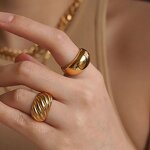 Bread Twist Ring Manufacturer - Waterproof 18K Gold Plated Stainless Steel Croissant