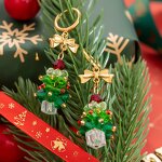 Christmas Earrings Manufacturer - Crystal Christmas Tree 18K Gold Plated Bow