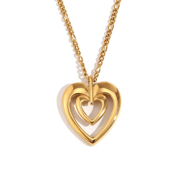Heart Pendant Necklace Factory - 2024 Wholesale Custom 18K Gold Plated Double