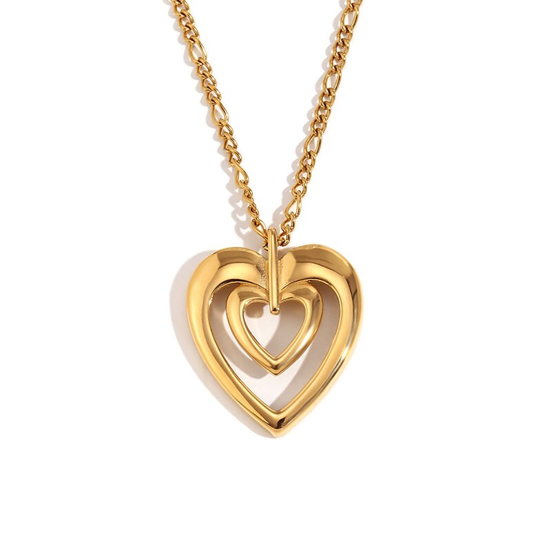 Heart Pendant Necklace Factory - 2024 Wholesale Custom 18K Gold Plated Double