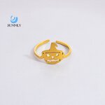Halloween Ring Supplier - Stainless Steel Open 18K Gold Cartoon Pumpkin