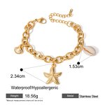 Ocean Bracelet Supplier - Vintage 18K Gold Plated Starfish Shell Bangles