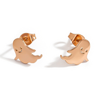 Halloween Earrings Manufacturer - Ghost Witch Pumpkin Head 18K Rose Gold Plated