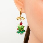 Christmas Earrings Manufacturer - Crystal Christmas Tree 18K Gold Plated Bow