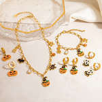 Halloween Jewelry Factory - Trendy Pumpkin Head Ghost 18K Gold Plated Charm