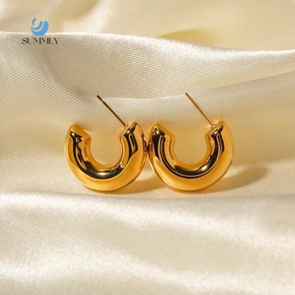 C-Shape Earrings Factory - Vintage Wholesale 18K Gold Plated Stainless Steel