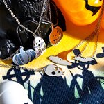Halloween Necklace Factory - Pumpkin Ghost Stainless Steel Pendant Charm