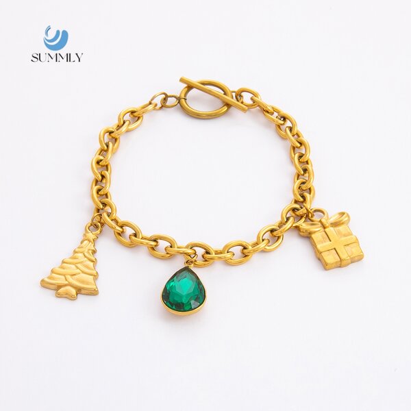 Christmas Bracelet Factory - Charms Pendants 18K Gold Plated Stainless Steel