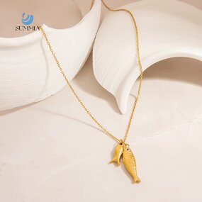 Fish Pendant Supplier - Vintage Wholesale 18K Gold Plated DIY Necklace Charm