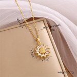 Sunflower Necklace Factory - Vintage Zirconia 18K Gold Plated Stainless Steel