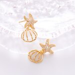 Starfish Earrings Manufacturer - Zircon Five-Pointed 925 Silver Oil-Drop Diamond