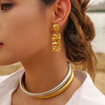 Geometric Drop Earrings Manufacturer - Oversize Rectangular 18K Gold Plated