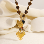 Heart Pendant Jewelry Set Supplier - Autumn Winter Resin Beads 18K Gold Plated