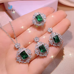 Emerald Jewelry Set Manufacturer - Vintage Unisex Simulated Pendant Ring Set