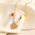 Drip Oil Heart Necklace Manufacturer - Vintage Beaded Chain 18K Gold Plated