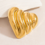 Striped Heart Brooch Supplier - Wholesale Minimalist Trendy Waterproof 18K