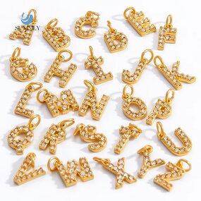 Jewelry Charm Manufacturer - Handmade 26 Letters Zircon 18K Gold Plated