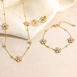 Zircon Flower Jewelry Set Manufacturer - Trendy 18K Gold Plated Blossom Set