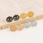 Halloween Earrings Supplier - Cute Pumpkin Ghost Stainless Steel Stud