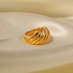 Bread Twist Ring Manufacturer - Waterproof 18K Gold Plated Stainless Steel Croissant