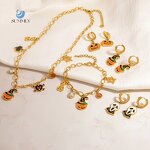 Halloween Jewelry Factory - Trendy Pumpkin Head Ghost 18K Gold Plated Charm