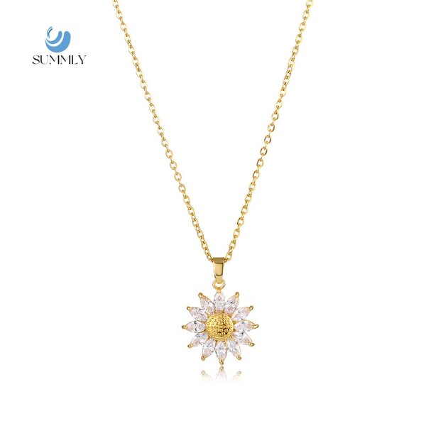 Sunflower Necklace Factory - Vintage Zirconia 18K Gold Plated Stainless Steel