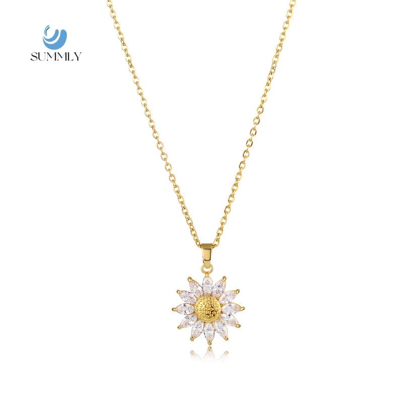 Sunflower Necklace Factory - Vintage Zirconia 18K Gold Plated Stainless Steel