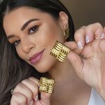 Gold Plated Earrings Manufacturer - Vintage Personalized Engraved 18K Stainless